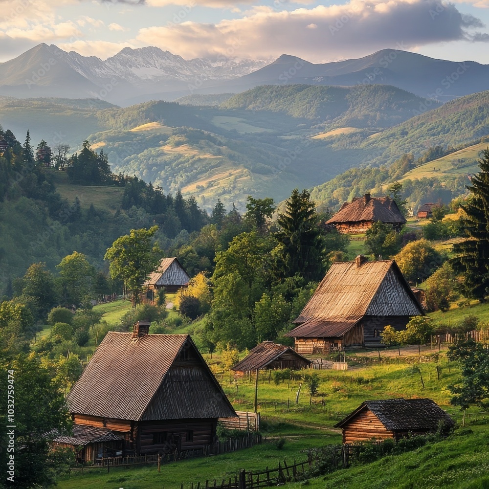 Carpathian mountains and Yablunytsia village hamlets. Carpathian mountains and Yablunytsia village hamlets.