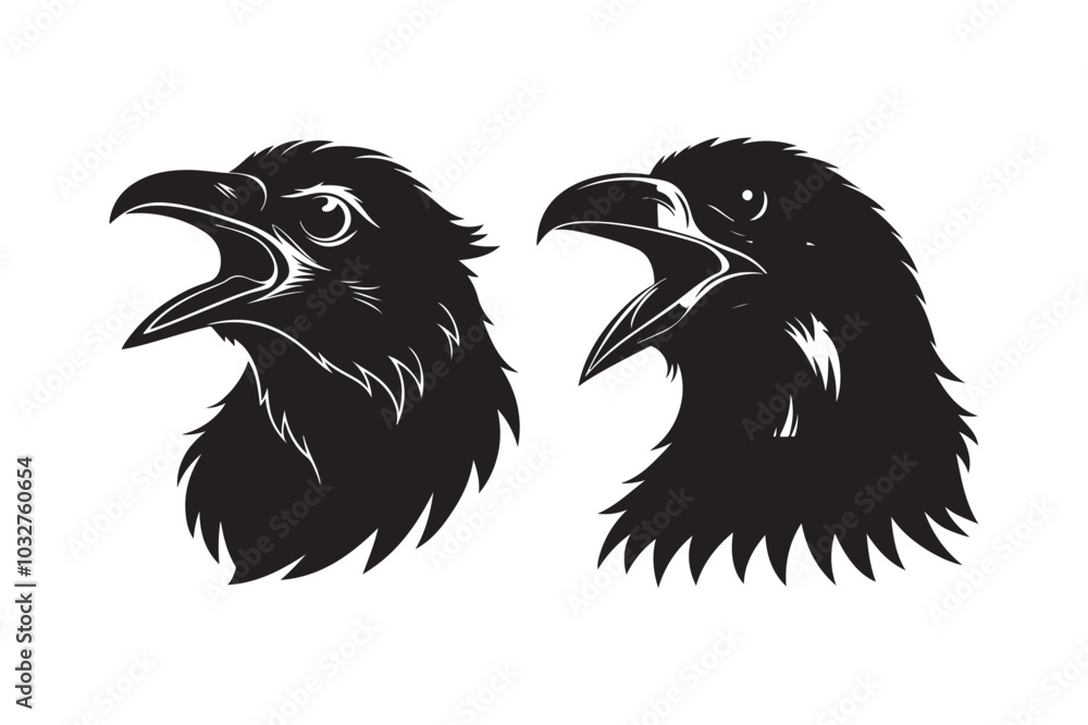 Fototapeta premium Raven silhouette vector illustration, Raven silhouette vector