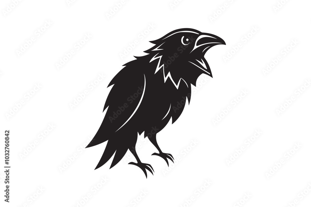 Obraz premium Raven silhouette vector illustration, Raven silhouette vector