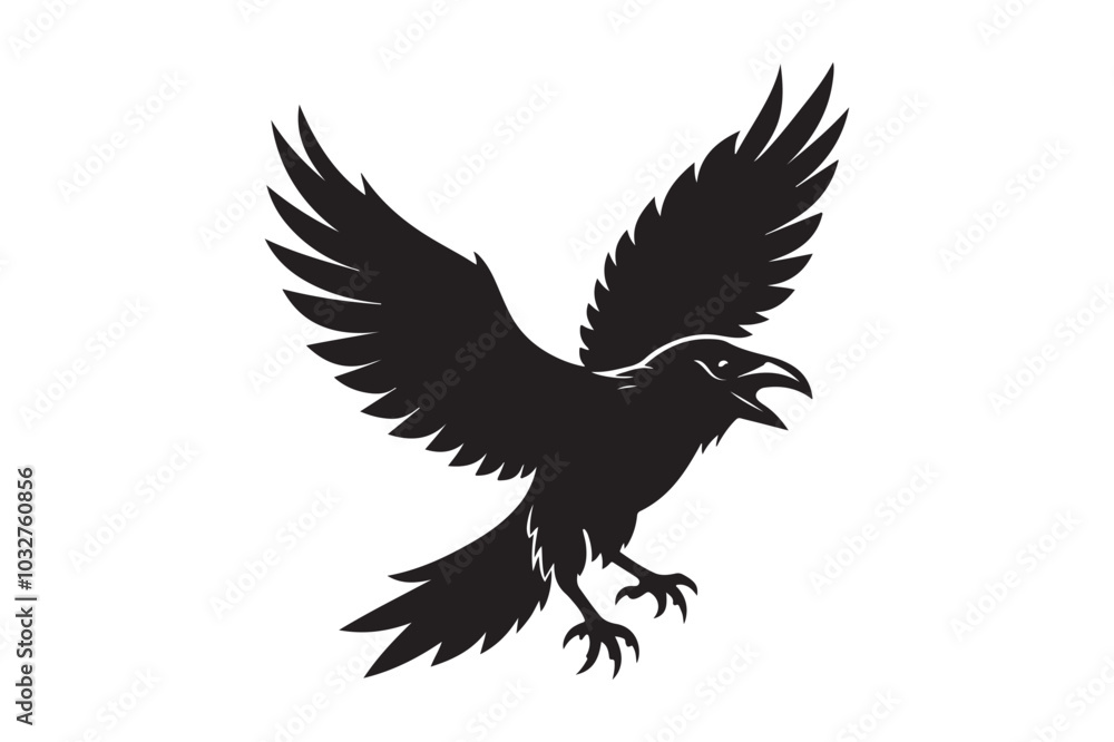 Fototapeta premium Raven silhouette vector illustration, Raven silhouette vector