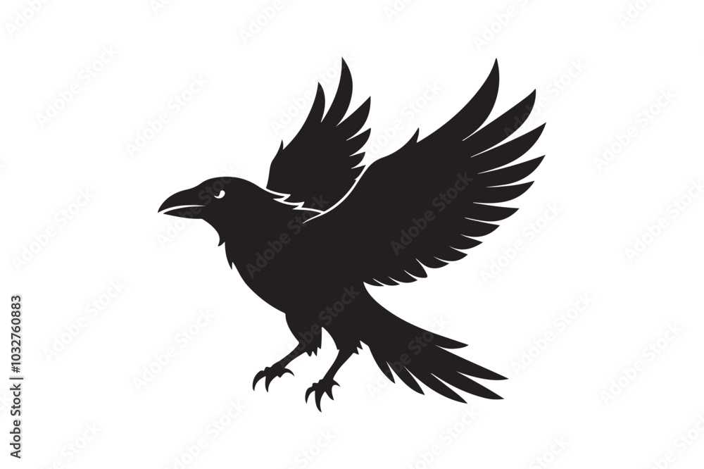 Fototapeta premium Raven silhouette vector illustration, Raven silhouette vector