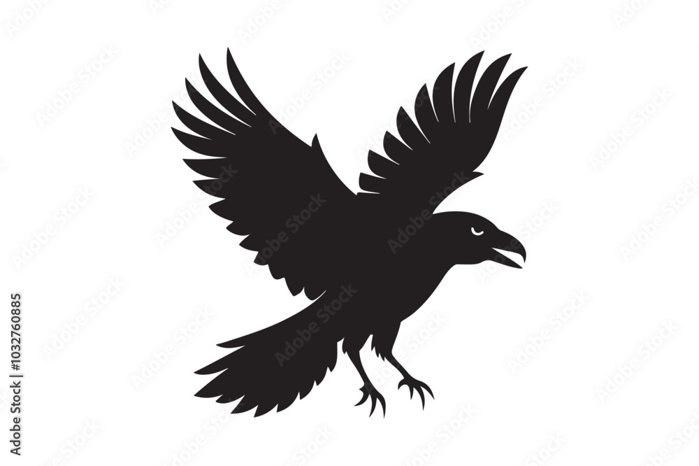 Obraz premium Raven silhouette vector illustration, Raven silhouette vector