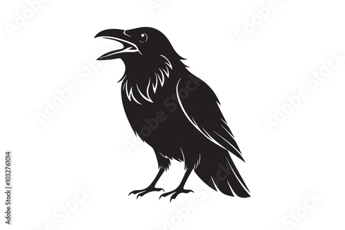 Raven silhouette vector illustration, Raven silhouette vector