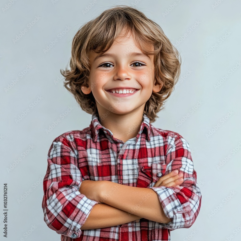 Happy child with arms crossed Happy child with arms crossed