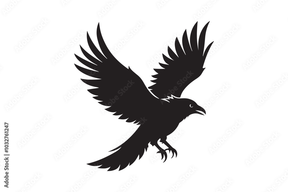 Obraz premium Raven silhouette vector illustration, Raven silhouette vector