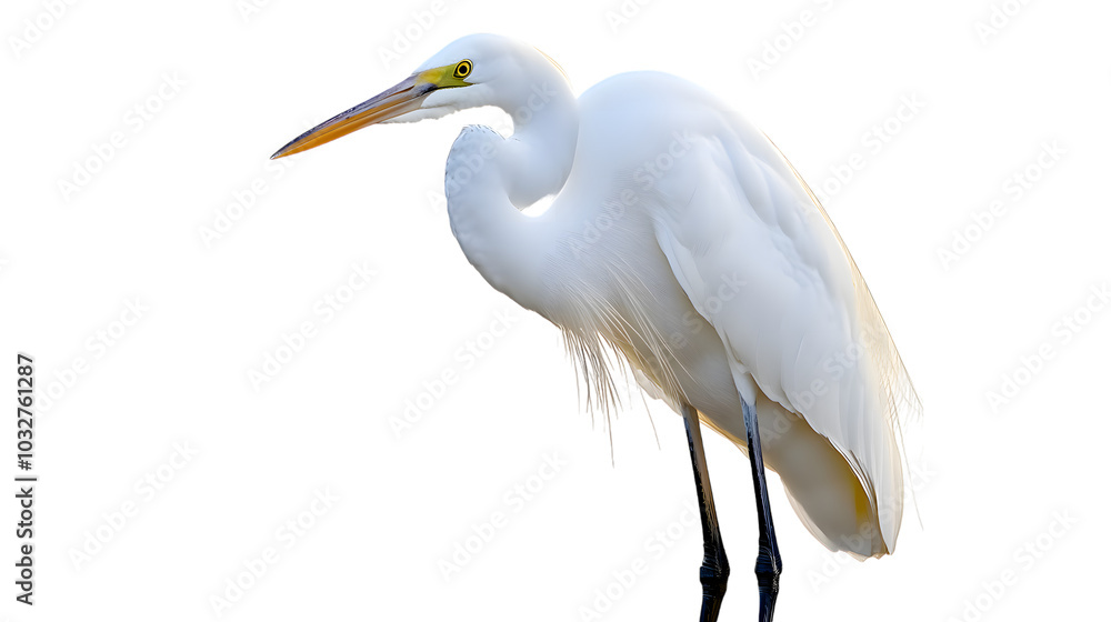 Fototapeta premium Great White Heron Bird, on Transparent PNG Background, Photo Realistic, Wallpaper, Cover and Screen for Smartphone, PC, Laptop, Transparent PNG