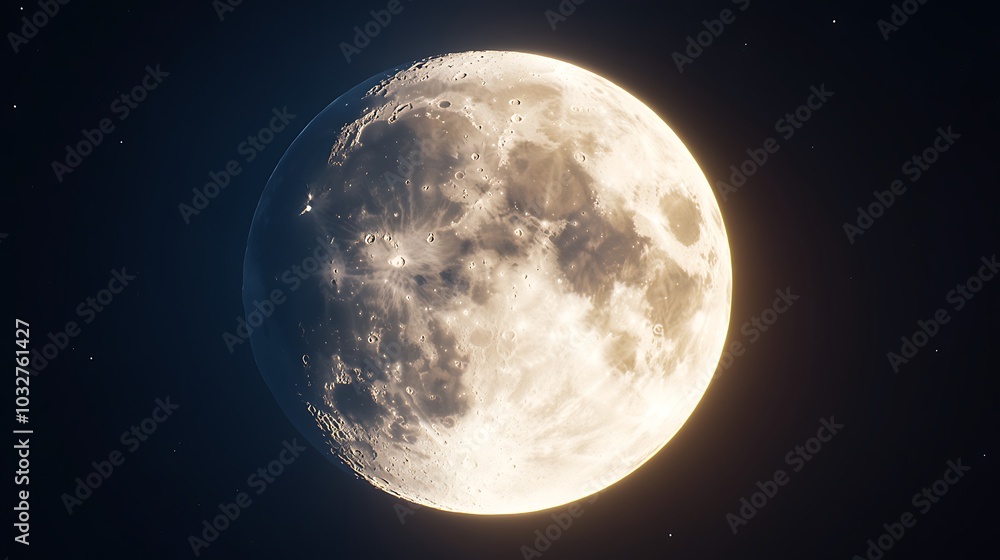 Fototapeta premium Full Moon Illuminating Tranquil Night Sky High Resolution Photography