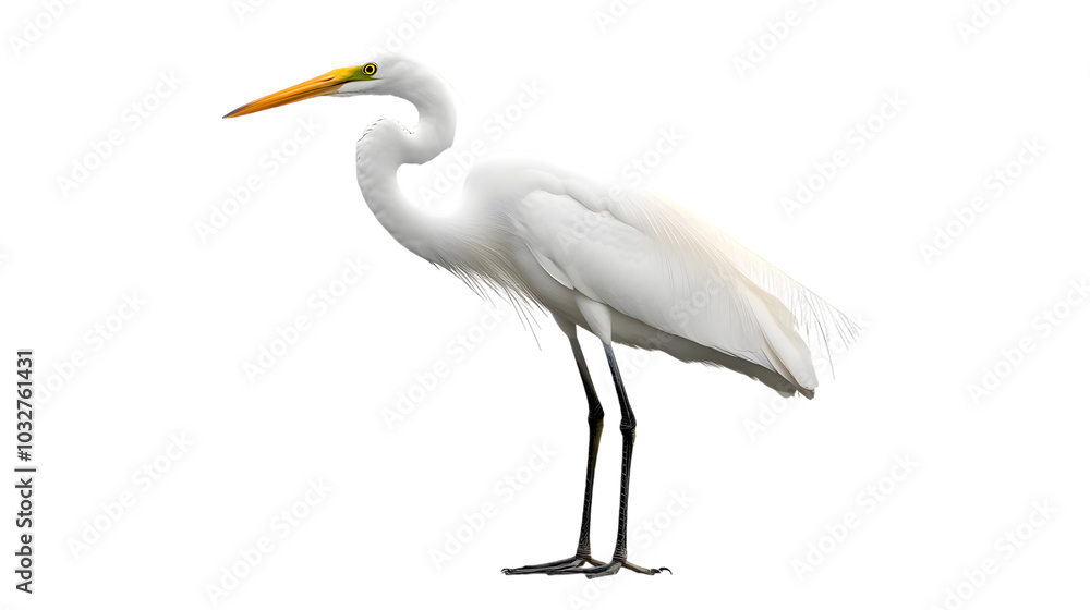 Obraz premium Great White Heron Bird, on Transparent PNG Background, Photo Realistic, Wallpaper, Cover and Screen for Smartphone, PC, Laptop, Transparent PNG