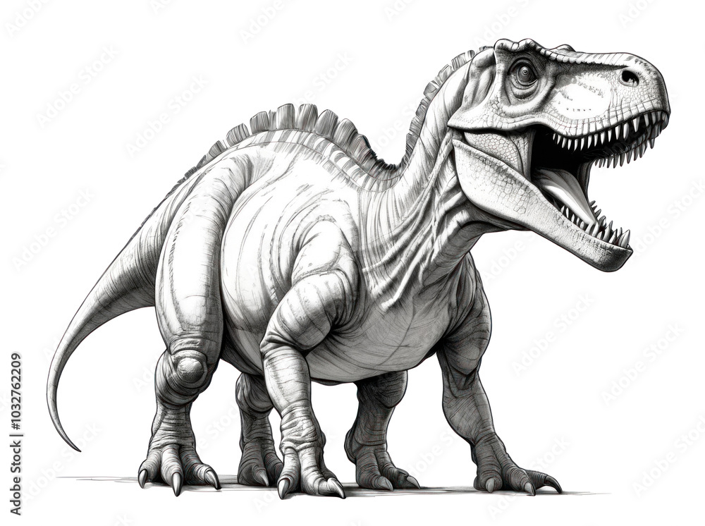 tyrannosaurus, pencil drawing dinosaur figure isolated on white background tyrannosaurus, pencil drawing dinosaur figure isolated on white background