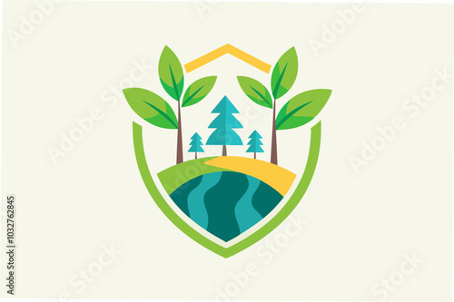 Nature protection logo vector art illustration