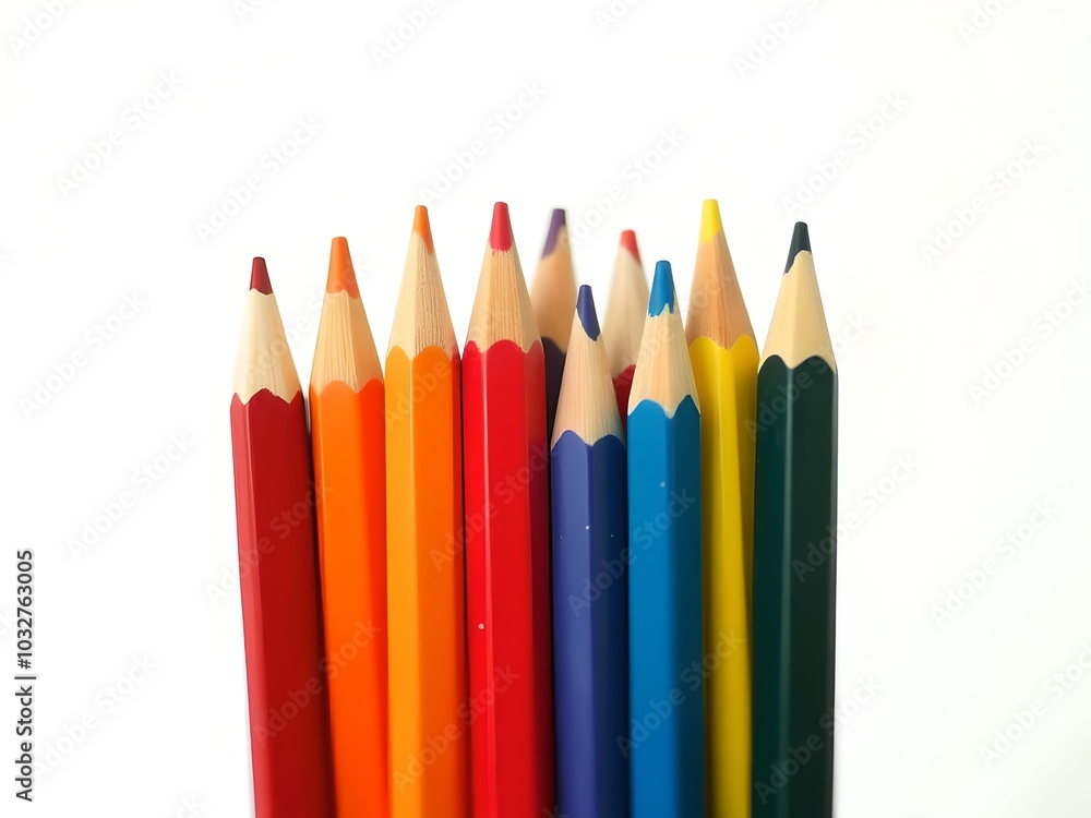 Close-up Of color pencils on white background Close-up Of color pencils on white background