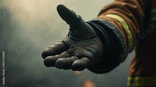 Firefighter extending a helping hand