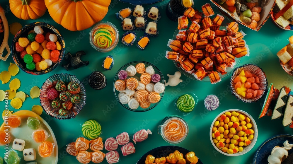 Overhead Shot of Halloween Candy Assortment Overhead Shot of Halloween Candy Assortment