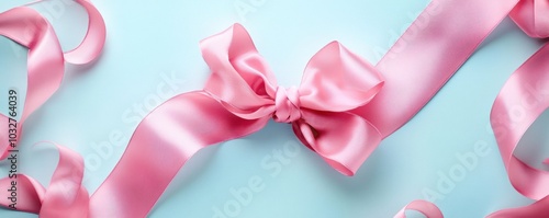 Wallpaper Mural Elegant pink ribbon and floral arrangement with blank text box on white background for invitations and greetings Torontodigital.ca