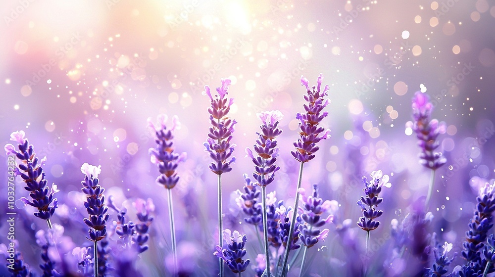 Close-up of lavender flowers in a field with a blurred background Close-up of lavender flowers in a field with a blurred background