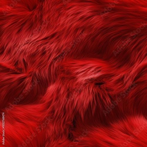 Luxurious close-up of vibrant red fur texture illuminated by natural light. Generative AI