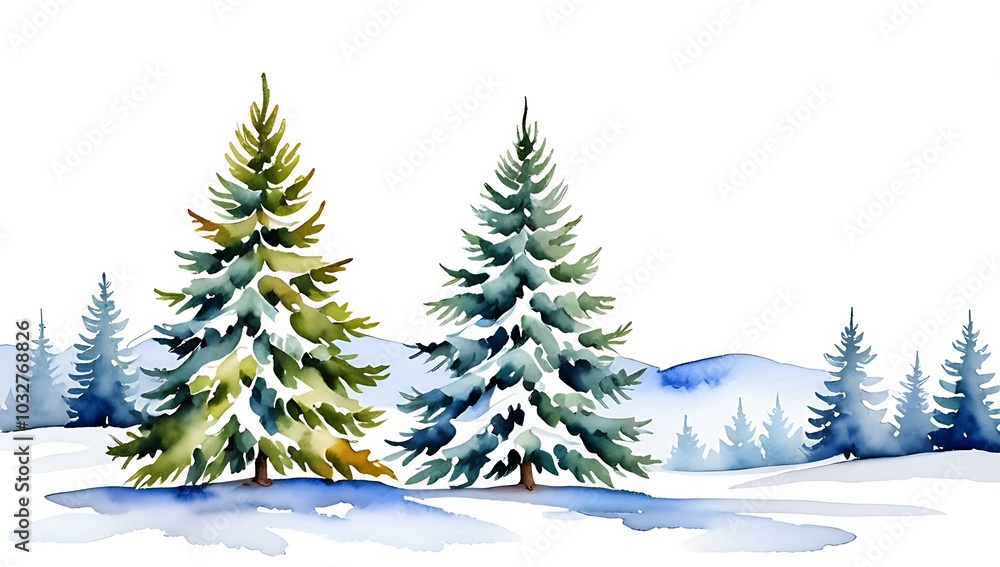 isolated christmas trees stand alone pristine snowy white surface isolated christmas trees stand alone pristine snowy white surface