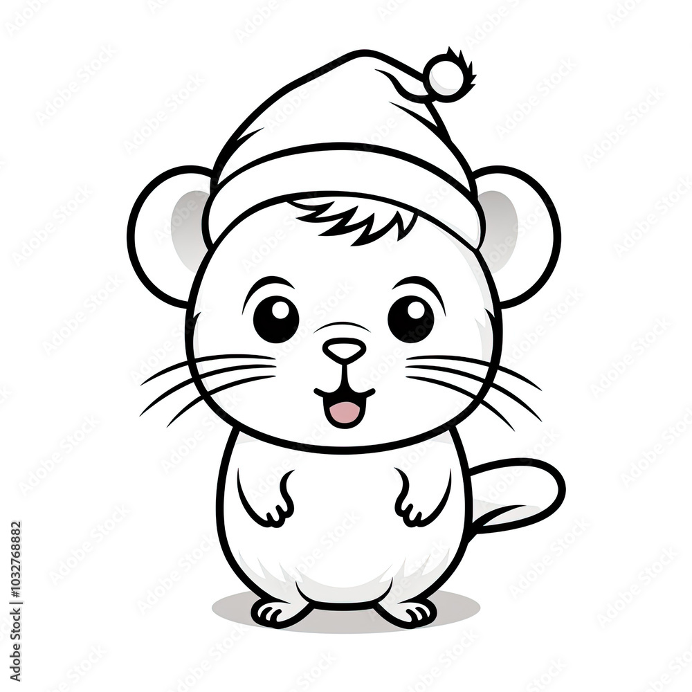 Fototapeta premium Beautiful Gerbil Coloring Page, Rodent Colouring Design for Your Corporate Books and Business Graphic Resource or Creative Project, Ai Generative