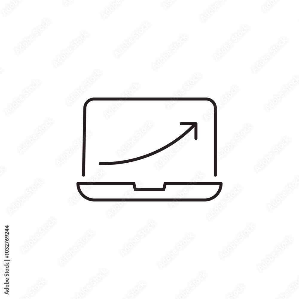 arrow on laptop monitor icon sign vector arrow on laptop monitor icon sign vector
