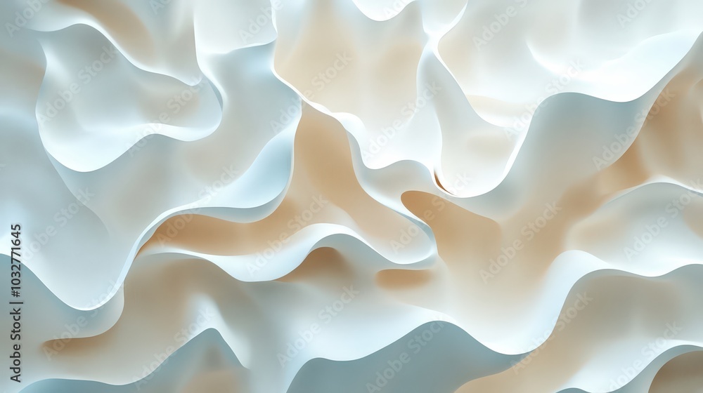 Obraz premium Delicate Barbecue Ribs Seamless Paper Background with Blue and White Tones on Beige.