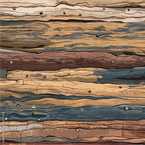 Abstract wall Woody texture vector types background, Wooden material, textured surface wood comic background in cartoon style