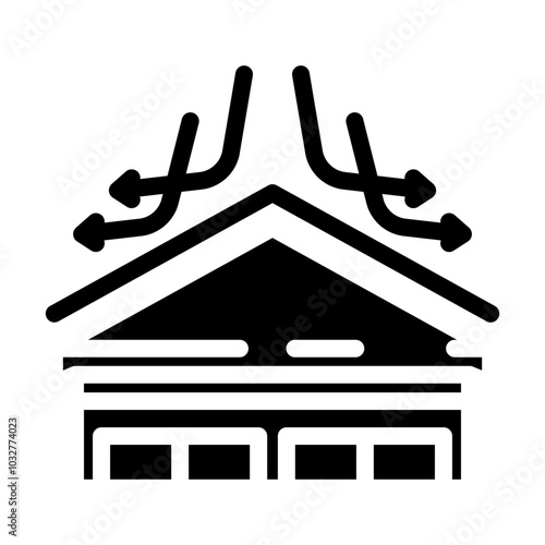 reflective roofing energy conservation glyph icon vector. reflective roofing energy conservation sign. isolated symbol illustration