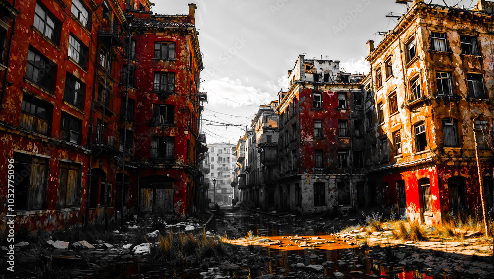 Fototapeta premium The Abandon City Into Ruins
