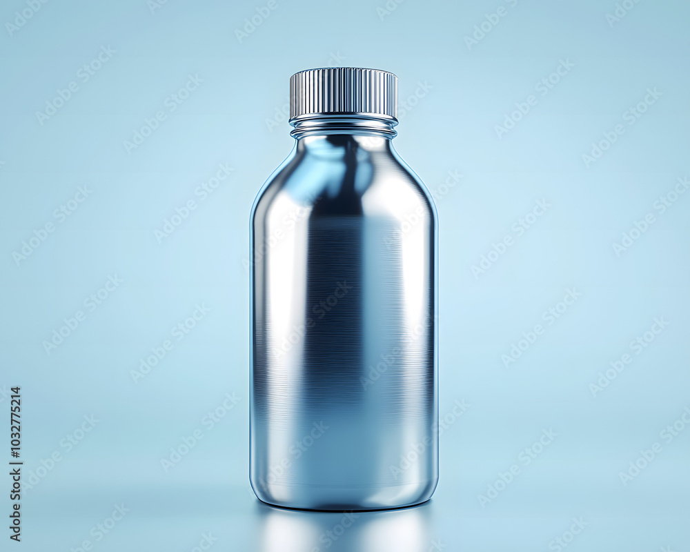 Modern Aluminum Beverage Bottle with Empty Label Modern Aluminum Beverage Bottle with Empty Label