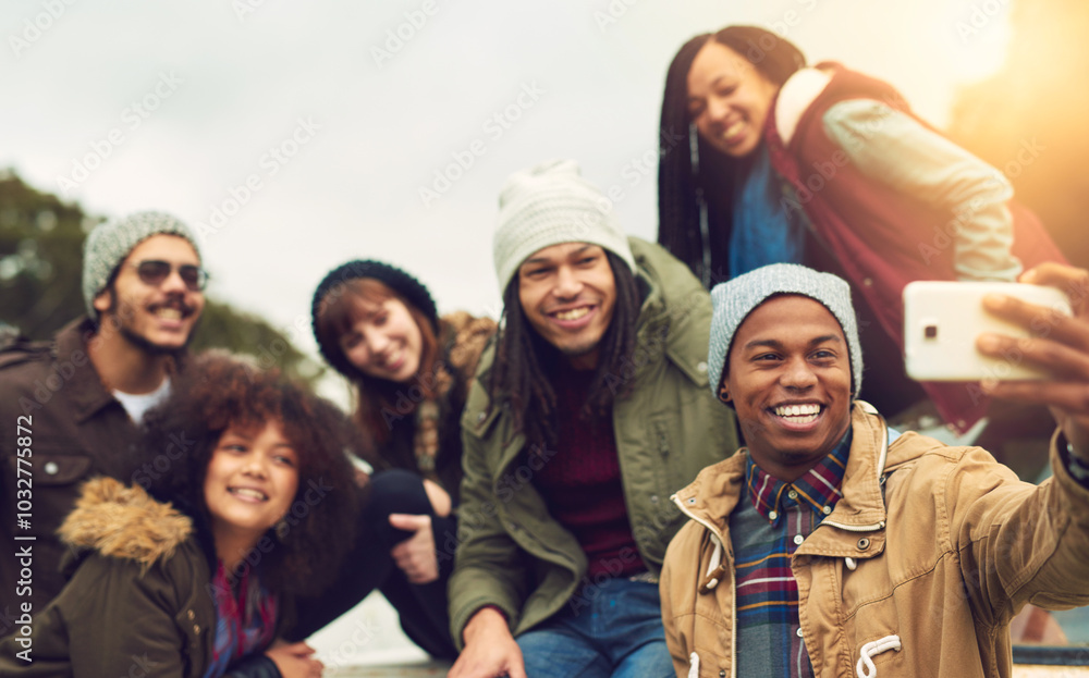 Selfie, happy and group of friends outdoor on vacation, getaway or adventure together for bonding. Smile, travel and young people with photography picture for memory on holiday or weekend trip. Selfie, happy and group of friends outdoor on vacation, getaway or adventure together for bonding. Smile, travel and young people with photography picture for memory on holiday or weekend trip.