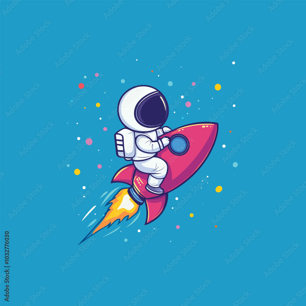 Astronaut on Rocket Vector Illustration for Kids' Space Theme Astronaut on Rocket Vector Illustration for Kids' Space Theme