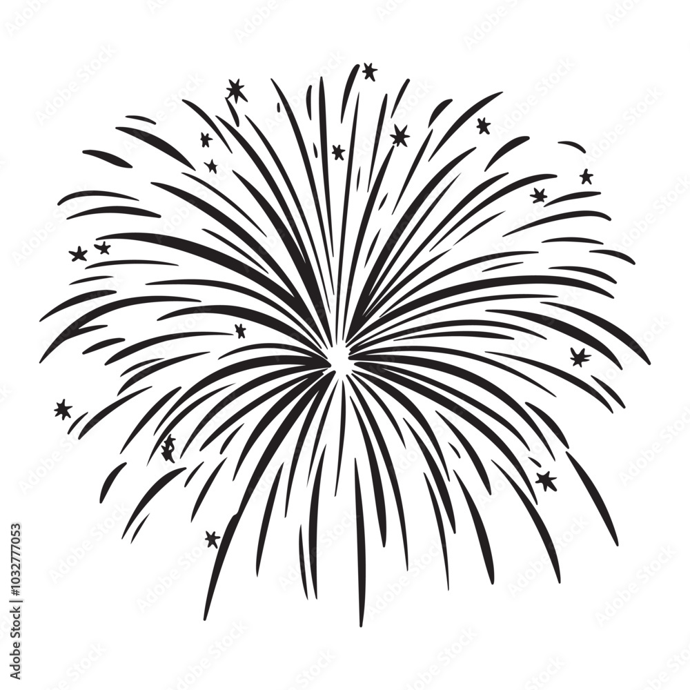 Fireworks burst black symbol vector illustration isolated on white background. Silhouette icon, Great for happy new year or independence day graphic design Fireworks burst black symbol vector illustration isolated on white background. Silhouette icon, Great for happy new year or independence day graphic design