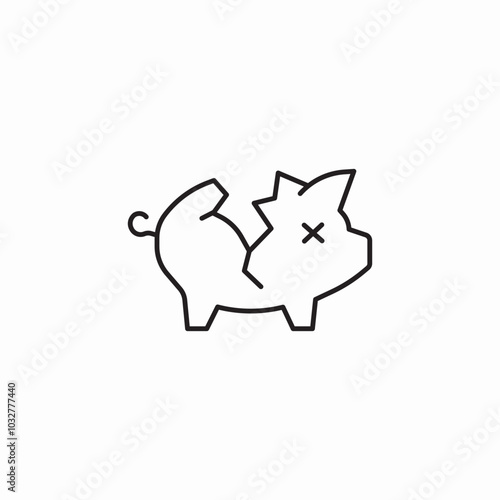 broken piggy bank icon sign vector