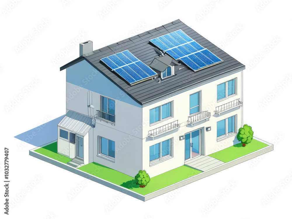 modern house with solar panels transparent background modern house with solar panels transparent background