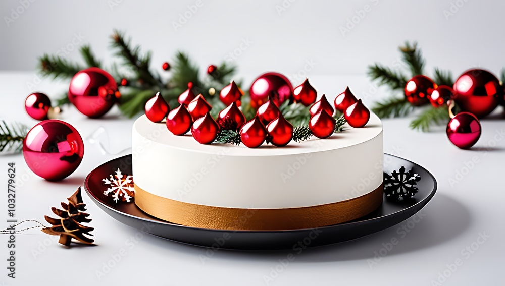 white background christmas decorations lights left side festive arrangement white background christmas decorations lights left side festive arrangement
