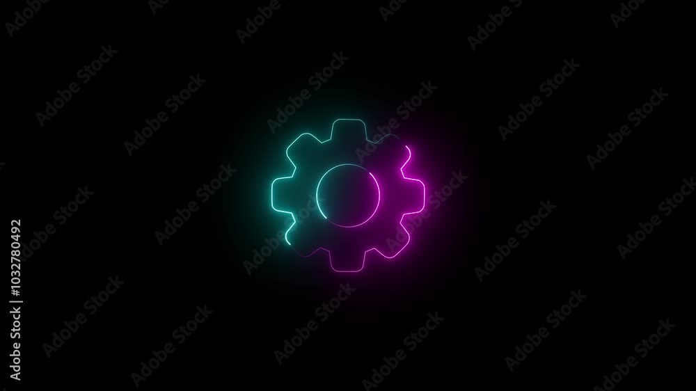 Abstract neon setting icon, Cogwheel with wrench spanner symbol animation. Animated Icon for mechanic maintenance, workshop repair tool. Abstract neon setting icon, Cogwheel with wrench spanner symbol animation. Animated Icon for mechanic maintenance, workshop repair tool.