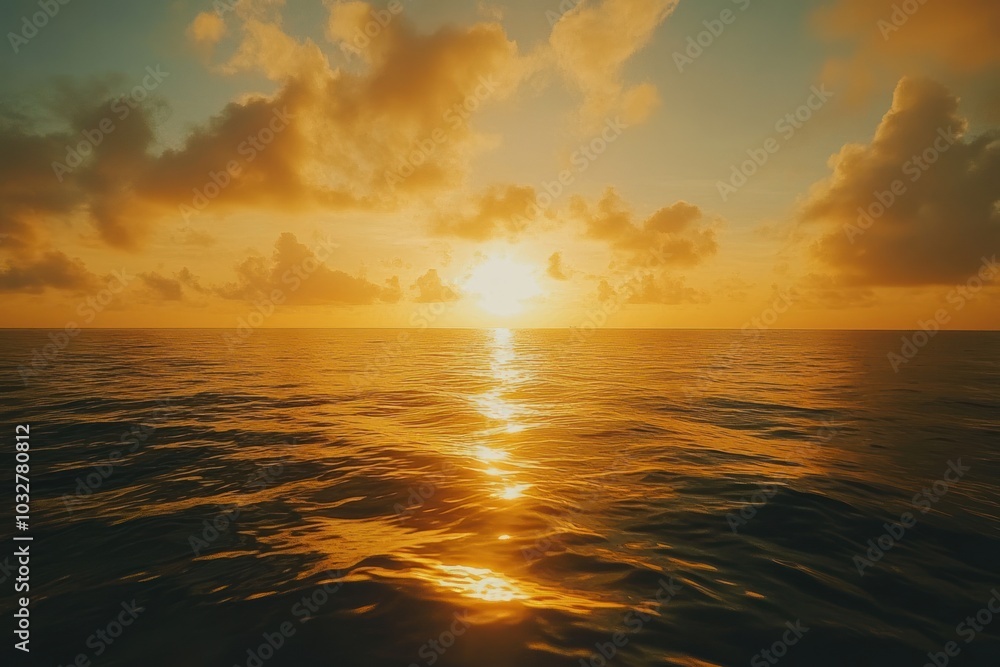 Obraz premium Sunset Reflection on Rippling Ocean Water