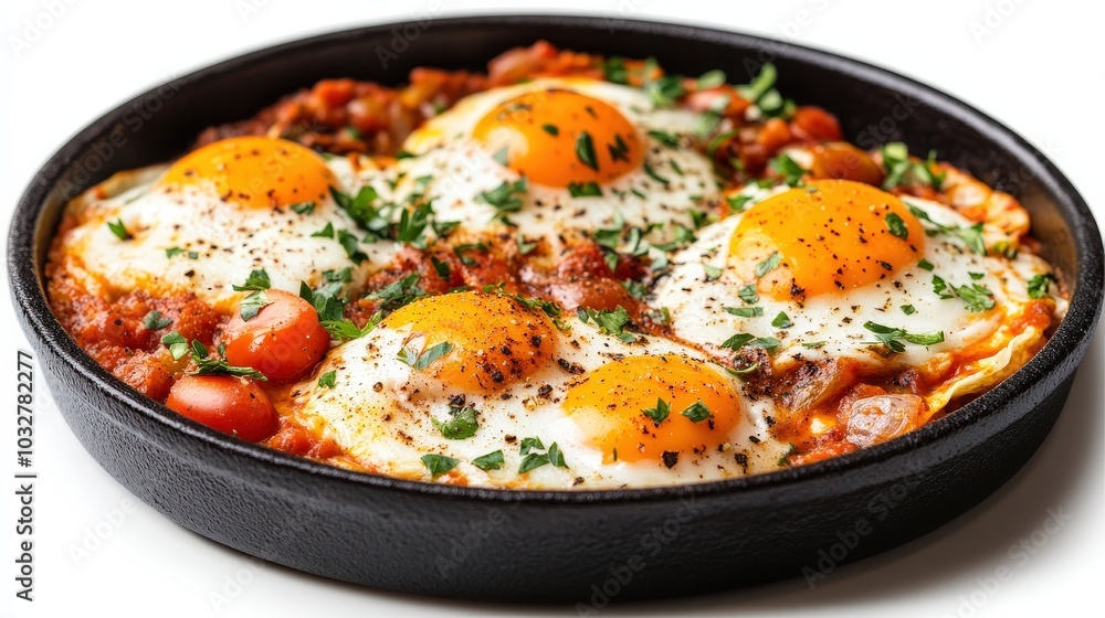 Vibrant Shakshuka Clipart Set on White Background for Culinary Designs Vibrant Shakshuka Clipart Set on White Background for Culinary Designs