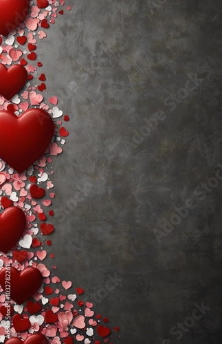 border of hearts valentine's day background with copy space