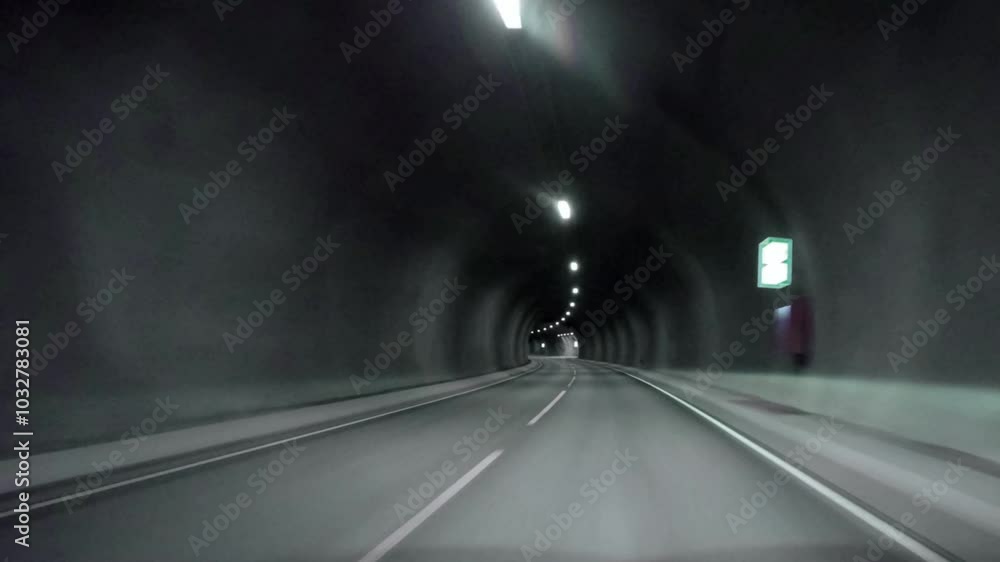 A car is traveling through a tunnel A car is traveling through a tunnel