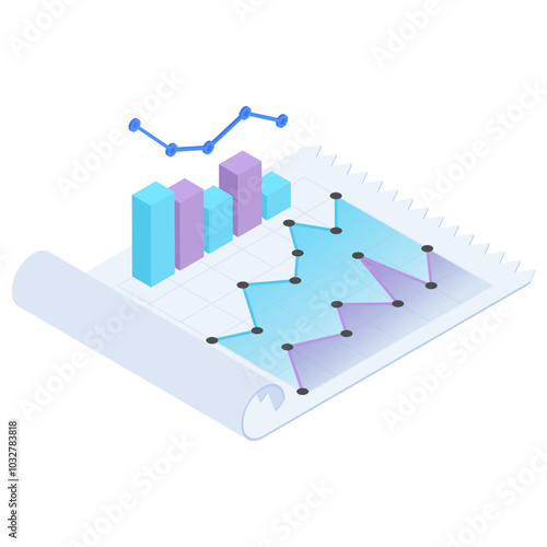 Isometric 3D Data Graphs on Rolled Paper