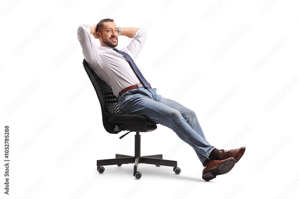 Businessman relaxing in an office chair Businessman relaxing in an office chair