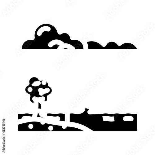 overflowing river disaster glyph icon vector. overflowing river disaster sign. isolated symbol illustration
