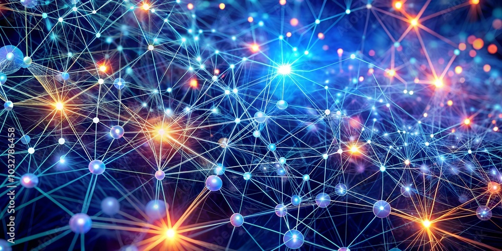 Digital network of blue nodes and connections in a futuristic design, representing the complexity of modern technology, AI, and data systems, and their role in global digital transformation. Digital network of blue nodes and connections in a futuristic design, representing the complexity of modern technology, AI, and data systems, and their role in global digital transformation.