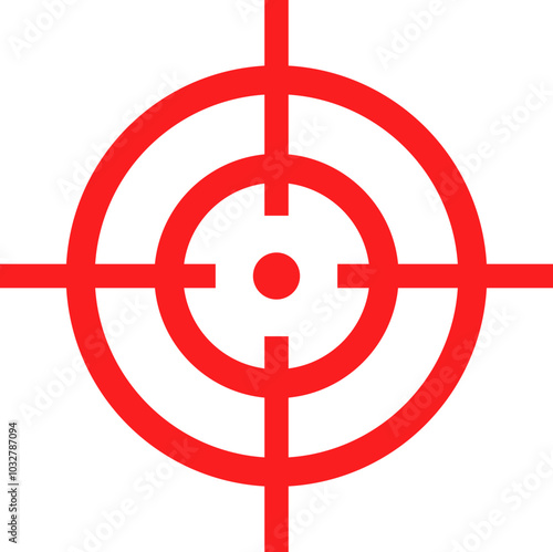 Target destination icon in red line style. Vector for apps or web shooting sniper rifle target circle logo for a gun sight and a focus sign Crosshairs Bullseye isolated on transparent background