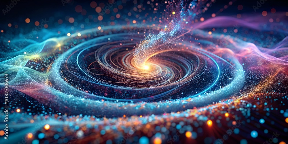 Vivid Swirling Galaxy Representing Advanced Cosmic Technology and Space Concepts Vivid Swirling Galaxy Representing Advanced Cosmic Technology and Space Concepts