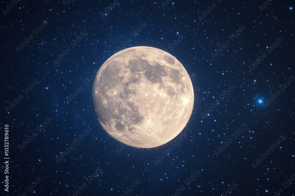 A Full Moon Shining Brightly Against a Starry Night Sky A Full Moon Shining Brightly Against a Starry Night Sky