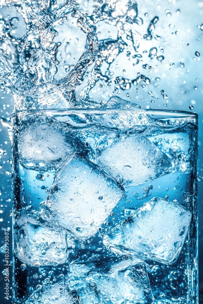 ice cubes fall into a glass. Selective focus ice cubes fall into a glass. Selective focus