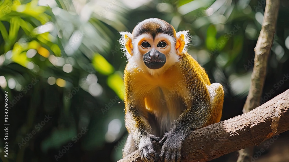 Fototapeta premium monkey on a branch close-up. Selective focus