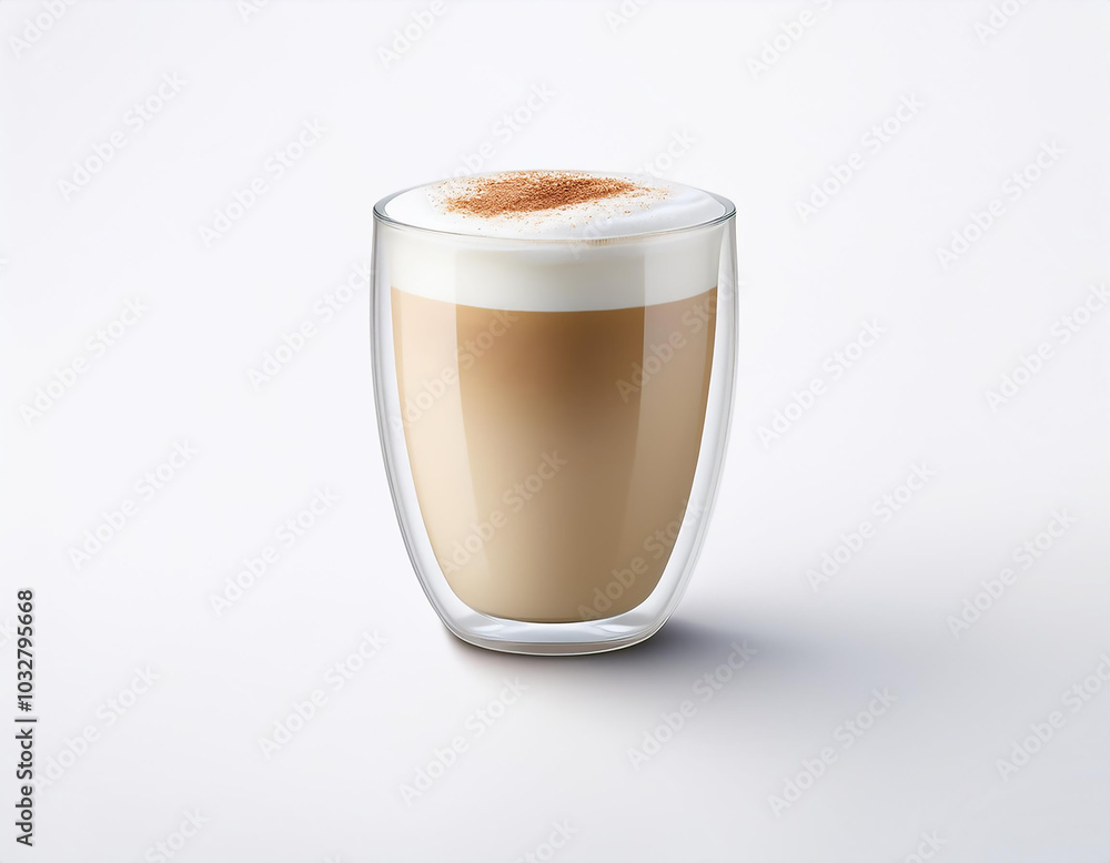 glass of creamy coffee on white background glass of creamy coffee on white background