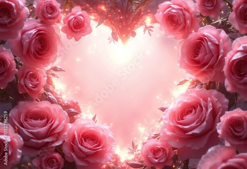 Wallpaper Mural beautiful pink rose flowers, clean empty space for text Torontodigital.ca